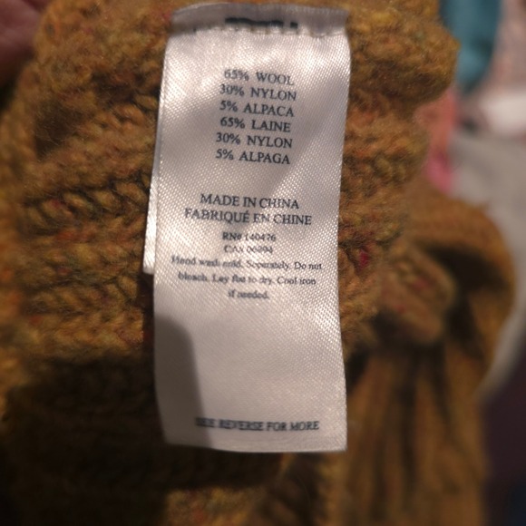 Faherty Wool Alpaca Mockneck Sweater XS Ribbed Fisherman Knit Olive Brown Rustic - Picture 3 of 11